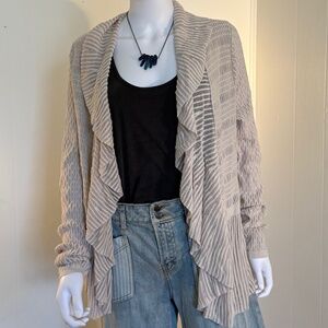 White House Black Market Waterfall Cardigan Sheer Off-White Large Stevie Nicks
